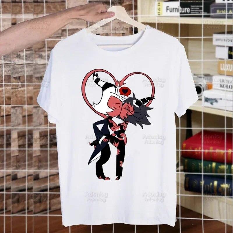 Helluva Boss Printed T Shirt Unisex Retro Washed Tops Tees Harajuku Tshirt Streetwear Hip Hop Unisex T-shirts