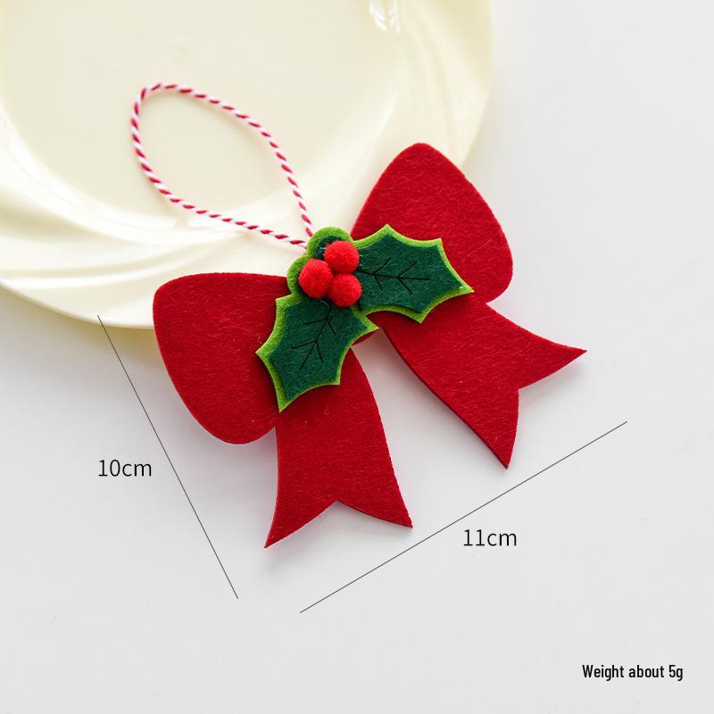 NUCHI Red Berry and Leaf Christmas Bow Tree Ornaments
