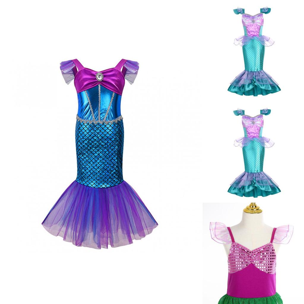 Girl's Little Mermaid Ariel Princess Dress Cosplay Costume For Children Beautiful Mermaid Skirt For Girls' Parties And Performances