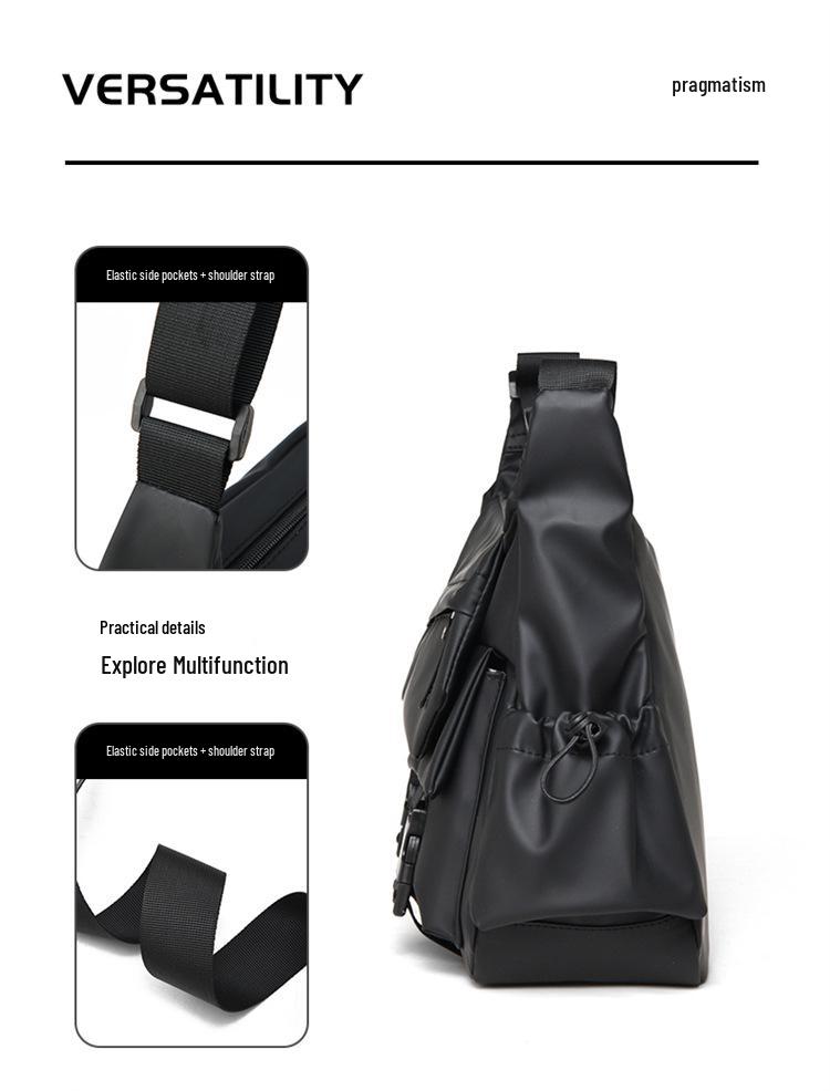 Trendige vielseitige Herren-Umhängetasche: Lederstruktur, Workwear-Stil, Großes Fassungsvermögen