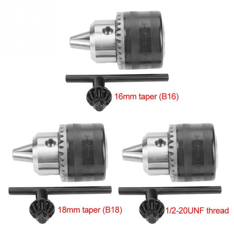 B16 3-16mm Drill Chuck with Mini Chuck Key for Electric Power Drill B16/ B18/1/2-20UNF for Lathes and Drill Presses B16 3-16mm Drill Chuck with Mini Chuck Key for Electric Power Drill B16/ B18/1/2-20UNF for Lathes and Drill Presses