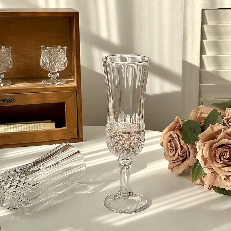 OLOEY 120ml Striped Stemmed Champagne Glasses (Set of 3)