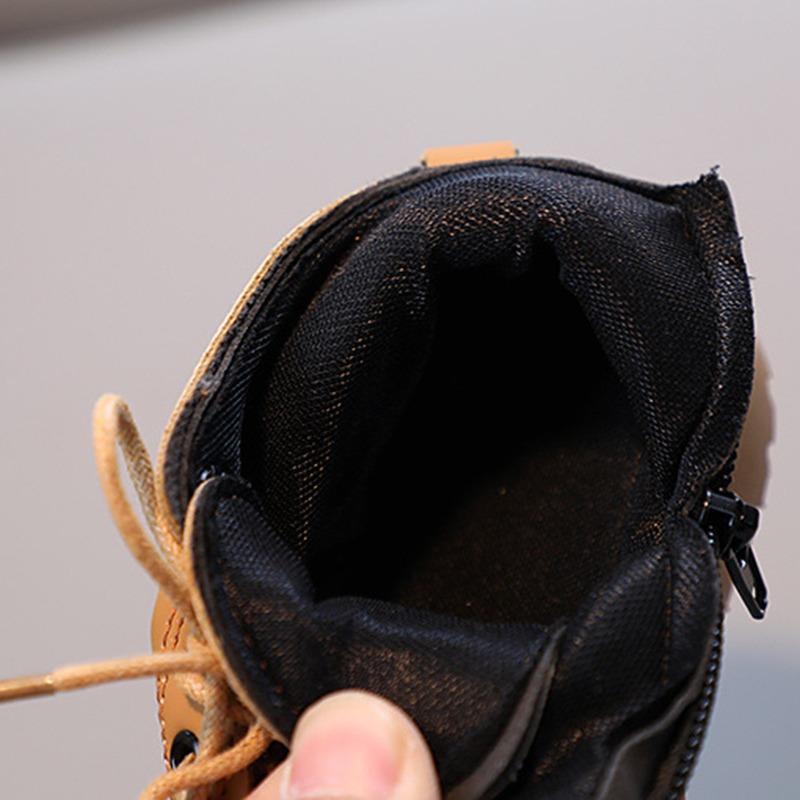 Scarpe basse antiscivolo con cerniera e design con corda da cravatta, comode e casual, per ragazzi e ragazze, autunno inverno