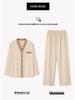 2025 Women's 100% Pure Cotton Pajamas: Long Sleeve Plus Size, Solid Color, Wearable Outside - Perfect for Autumn and Spring.