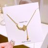 Korean Luxury Pearl Ginkgo Leaf Tassel Pendant Necklace with Micro-Pave Diamonds