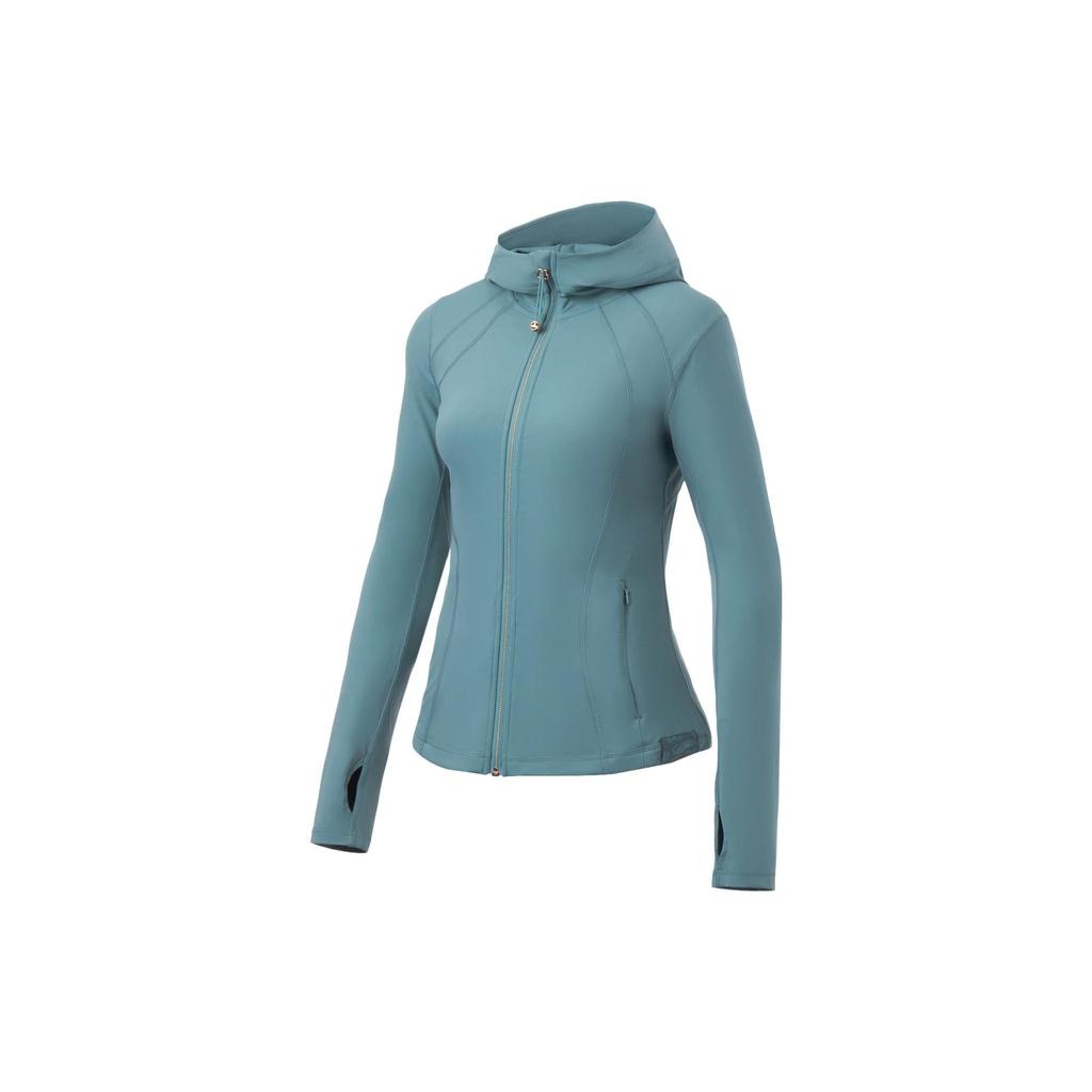 Li Ning Fitness Series Solid Color Reflective Slim Fit Zip-Up Hoodie Women Hoodies Lime-Green AWDT122-4