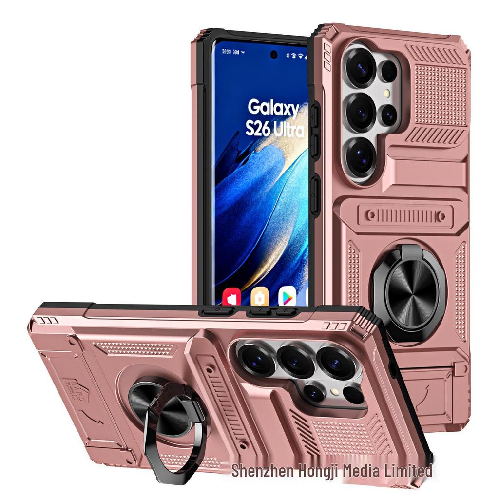 Samsung S25Edge Fusion Armor Phone Case with Card Slot & Magnetic Car Mount