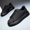 New men's shoes spring and autumn flat-soled casual leather shoes sports shoes black and white men's thick-soled breathable