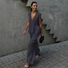 Women's V-Neck Solid Colour Sleeveless Top Vest Trousers Set
