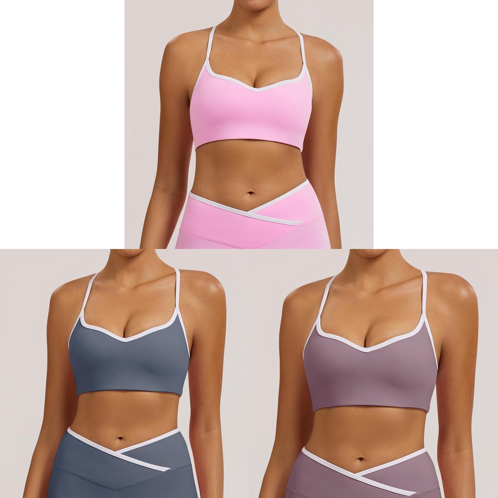 Yoga Sports Bra For Women With Quick Dry Fabric Mesh Back Support For Running And Fitness