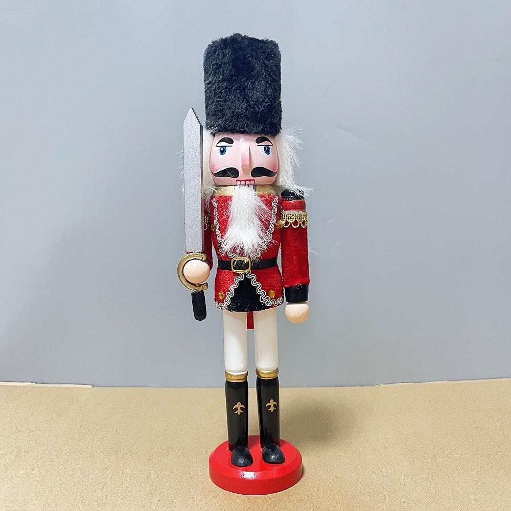 30CM Wooden Nutcracker Ornament for Christmas - Creative Home Decor