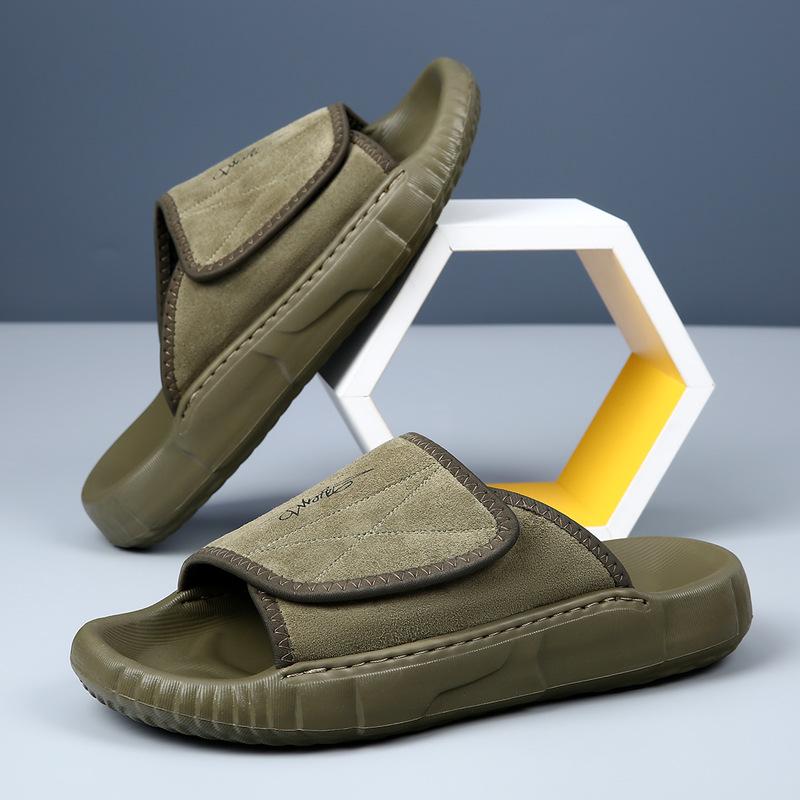 Fashion 2025 New Designer Outdoor Flip-flops for Men British Summer Casual Beach Shoes Male Black High Quality Cow Leather Slippers Man