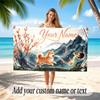 Mountain Landscape Theme Soft Beach Towel Personalized Custom Name Text Towel Portable for Beach Pool Travel