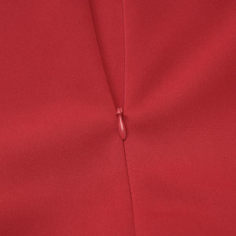 European and American Style Women's Clothing Temperament Round Neck Autumn and Winter Slim Fit Solid Color Dress for Women