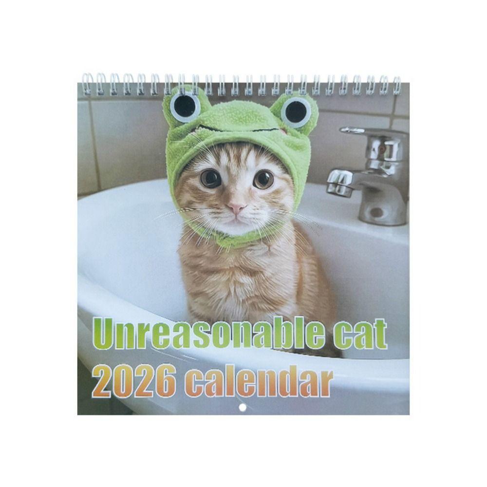 One Month to View 2026 Cat Calendar Memo Planner Monthly & Daily Planner Cute 2026 Wall Calendar
