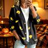 Women's Casual Long Sleeve Jacket with Halloween Print for Fall Parties and Daily Wear