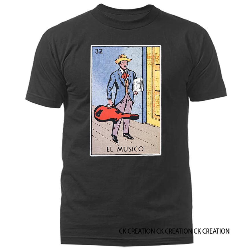 El Musico Loteria Tarjeta Mexican Came Card Graphic T-shirt Tee S
