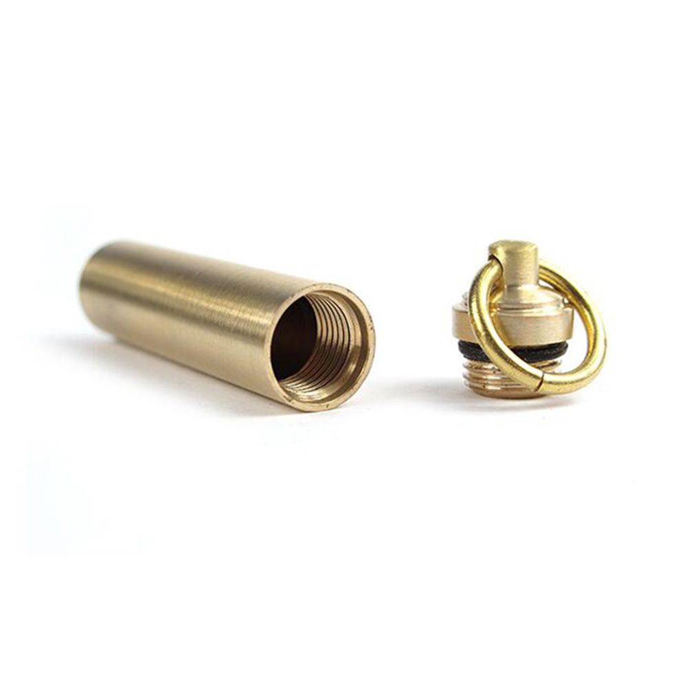 Key Chain Delicate Hot Sale Waterproof Box Capsule Brass Holder Medicine Pill Bottle Outdoor