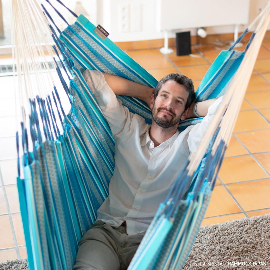 LA SIESTA Hammock Chair Havana King Size Ideal for Sitting or Lying Down Loose and Large Capacity 160kg Azul/Blue (Indoor/Organic Cotton)