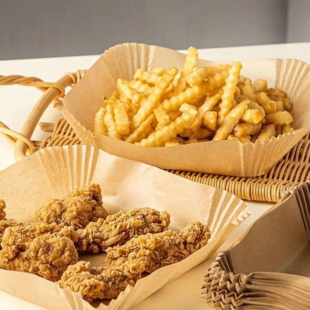 Revêtement en papier sulfurisé jetable pour friteuse à air, carré, rond, résistant à l'huile, tapis de cuisson antiadhésif, accessoires pour friteuse à air