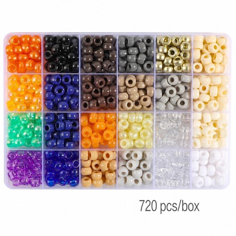 24 Colors Craft Beads 720PCS Bracelet Beads Versatile Large Hole Beads  Hair Braiding