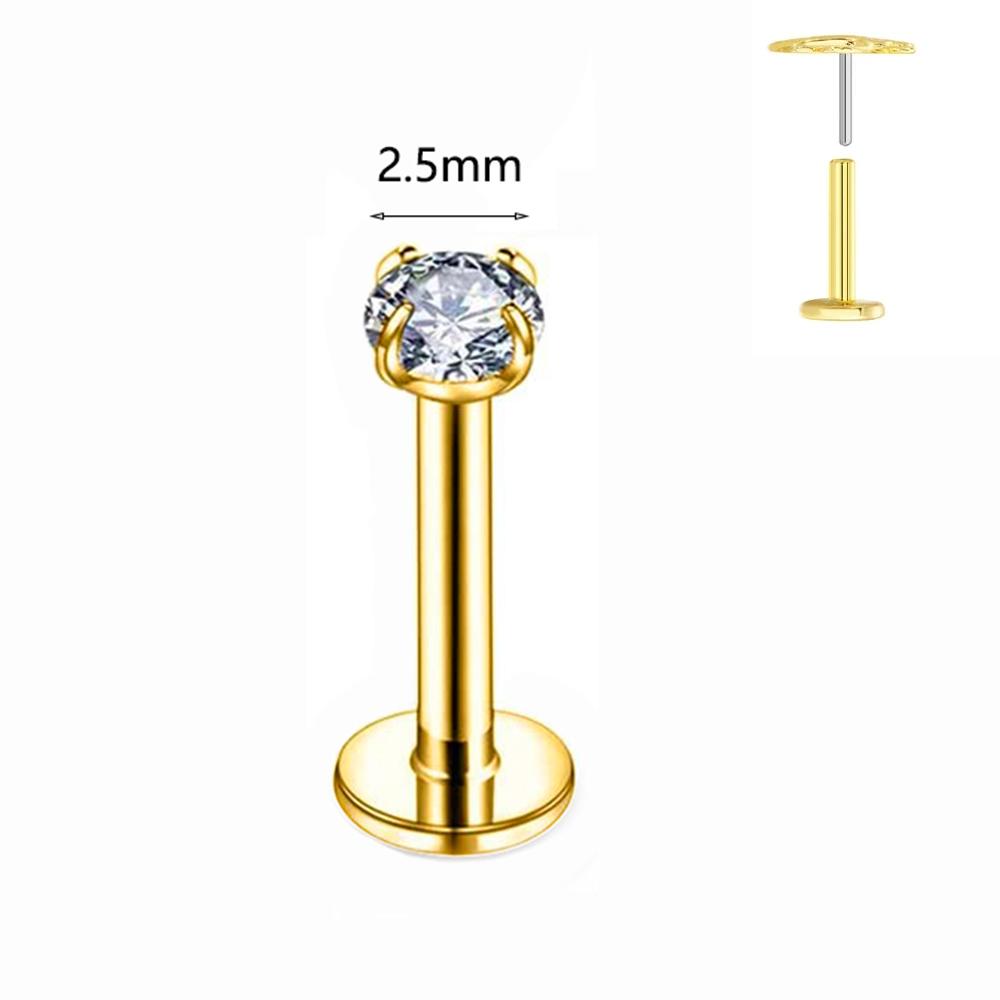 ASTM F136 G23 Titanium Labret Piercing Starfish Earring Stud Bee Leaf Push In CZ Threadless Cartilage 16/18/20G Body Jewelry
