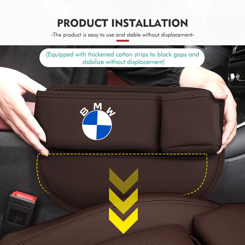 NYTB6 Leather Car Seat Gap Filler Storage Box Cup Holder Accessories For BMW M Performance E36 E46 E60 E90 E91 E92 E93 F30 F20