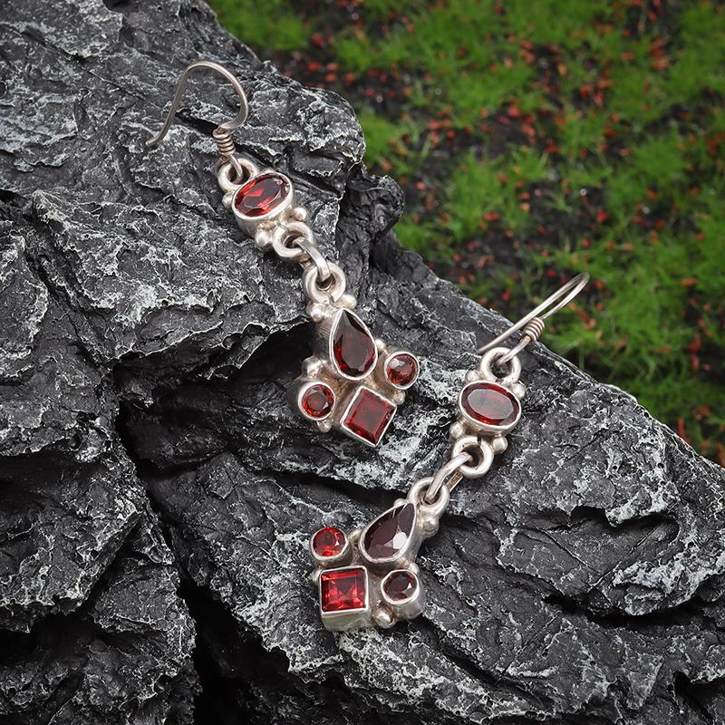 Retro Ethnic Style Red Zircon Earrings for Women, Elegant Earrings Accessories