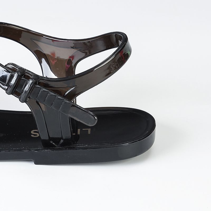 Sandály pro ženu s nízkým podpatkem Léto 2024 Černá Dámská obuv Plastová obuv Žabky Plážové Pvc Nové Prodyšné Módní H