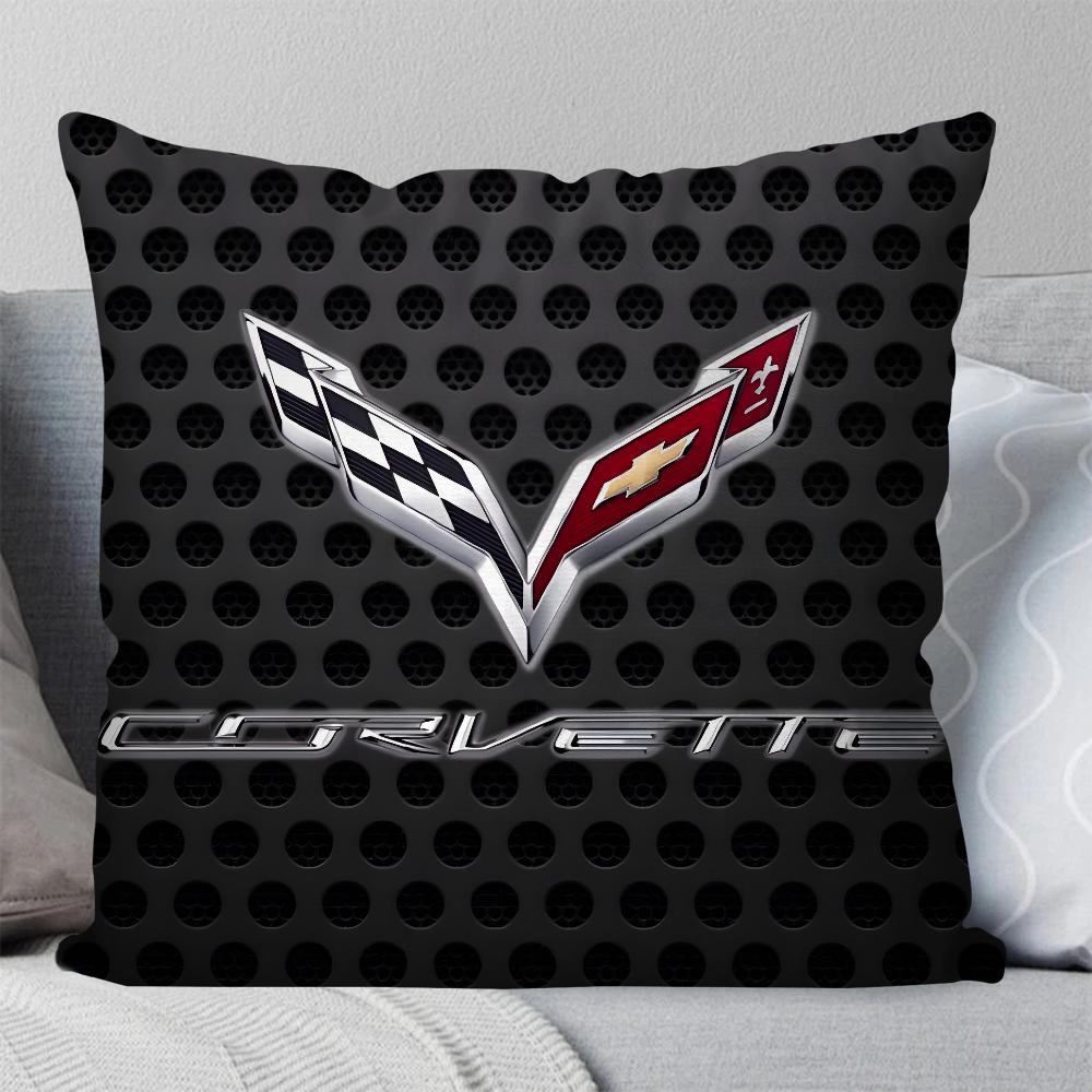 Cool Car C- Corvette Pillow Case Square Pillow Bedroom Sofa Leisure Comfort Cushion Car Living Room Home Decoration 40X40