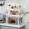 Kitchen Storage Rack Multi-Layer Microwave Rack Adjustable Standing Countertop Condiment Oven Organizer Shelf Kitchen Accessorie