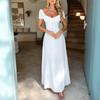 Dámské šaty Elegantní Jednobarevné Letní Temperament Šňůrka na zavazování Bublinkový rukáv Francouzské šaty