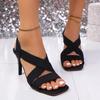 Women Sandals 2025 New Luxury High Heels Sandals Ladies Outdoor Party Wedding Shoes Women Sexy Open Toe Gladiator Shoes Women