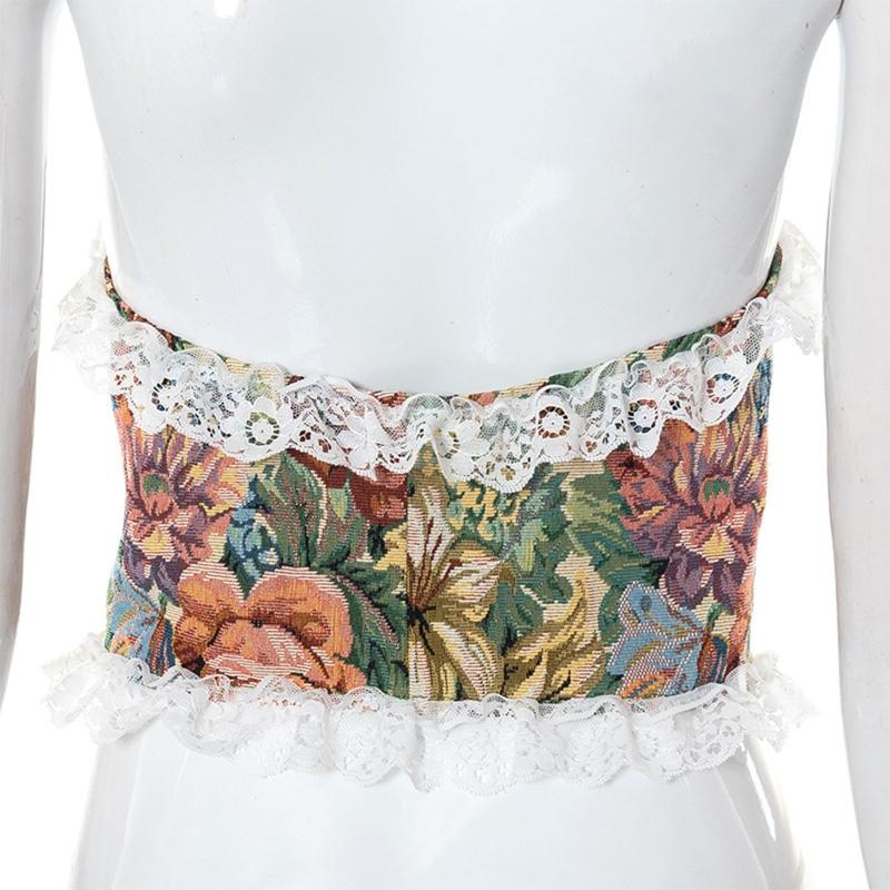 Vintage Floral Corset Vest Push Up Crop Tops Bustier Corset Top Lace Up Corset Top Strapless Bodice Corset Top