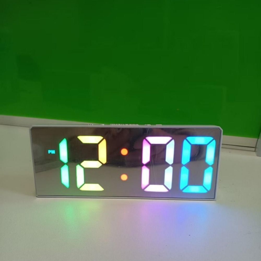 Temperature Display Electronic Table Clock Luminous Mirror LED Digital Clock  Office