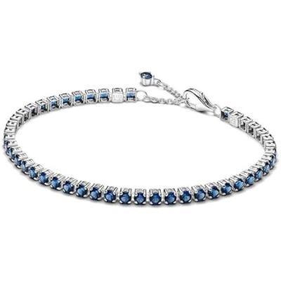 Tennis Bracelet - PANDORA - 591469C02 - 925 Sterling Silver - Blue Crystals - 3 Mm Thickness