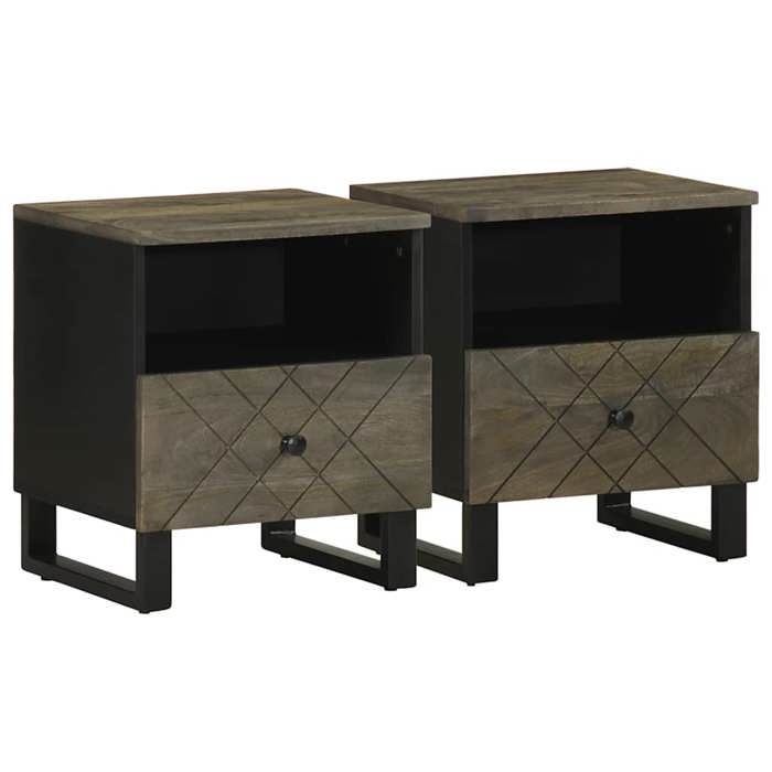 VidaXL Tables de chevet 2 pcs noir 40x33x46 cm bois de manguier solide, table d'appoint, armoire de lit, table d'appoint 4017691