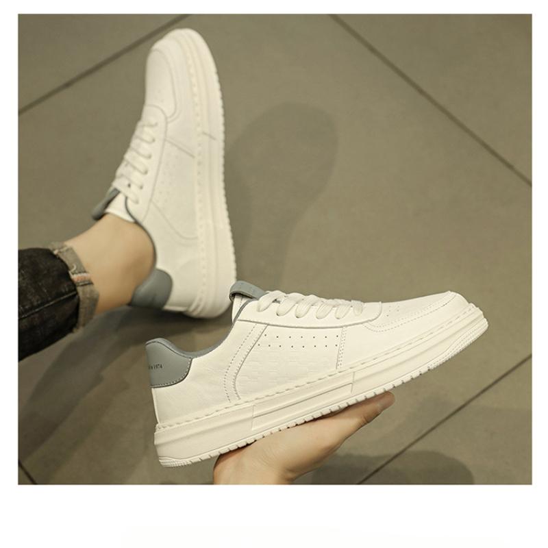 Small White Shoes Men's Summer Breathable Comfortable Fashion Hundred Matching Men's Casual Leather Shoes Men's White Shoes Sports Board Shoes
