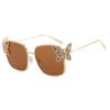 Luxurious Oversized Square Shape Rhinestone Butterfly Metal for Women Sunglasses Brand Design Men Sunglass Street Style Glasses UV400
