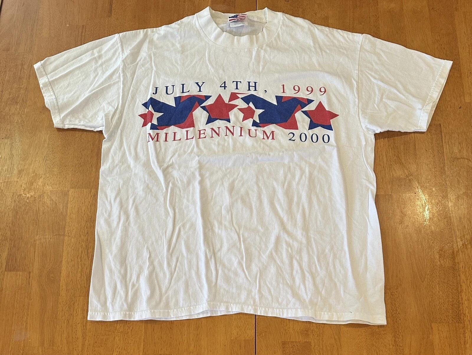 Vintage July 4th 1999 Millennium 2000 T-Shirt XL 2XL