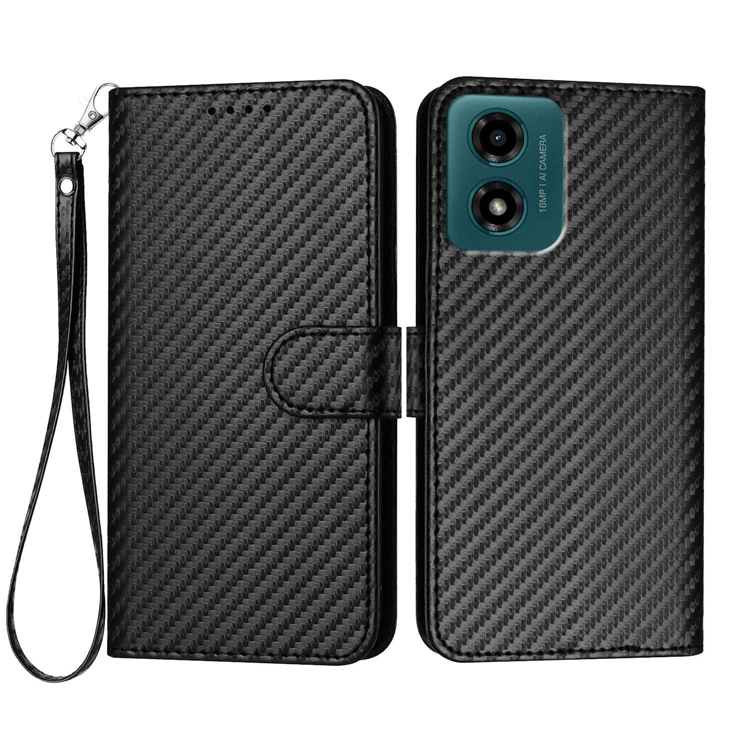 

For Motorola Moto G04s 4G/Motorola Moto G24 4G/Motorola Moto E14 4G/Motorola Moto G04 5G Wallet Case with Strap Black