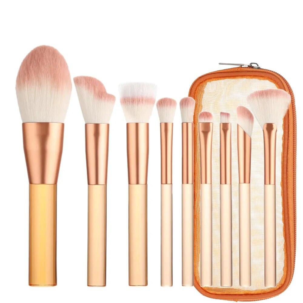 9pcs/1 Set Makeup Brush Set Loose Brush Complete Concealer Eyeshadow Shadow Foundation Fiber Brush With Brush Pack Beauty Tools
