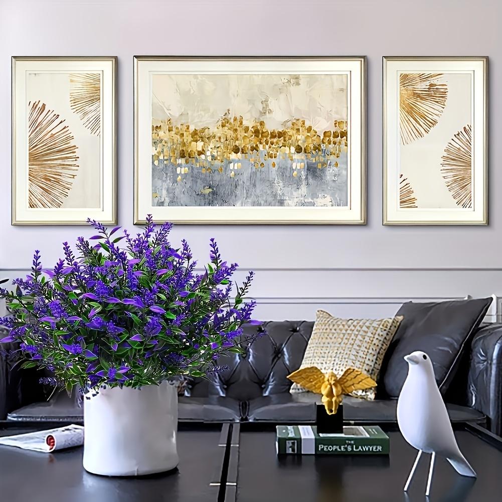 10 Bundles of Artificial Lavender Flowers, UV Resistant Fake Outdoor Plants, Perfect for Spring and Summer Garden Yard Decor, Home Room Decor