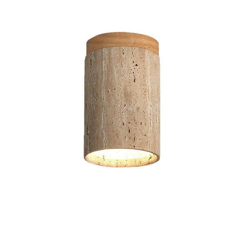 Lampada da soffitto nordica Wabi-Sabi in travertino nero per ingressi e corridoi in stile giapponese