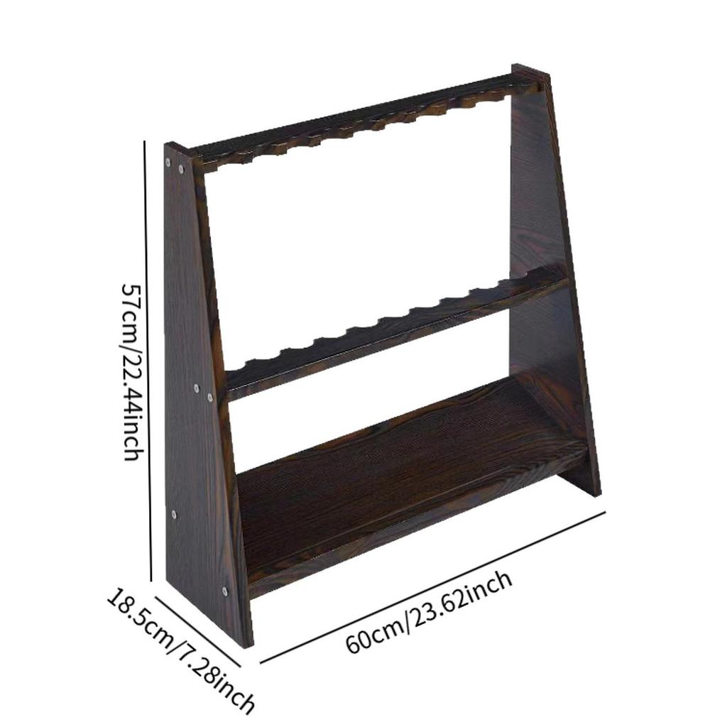 Floor Standing Pool Cue Rack Sturdy Wood Billiard Stick Holder for Billiards Accessories in Home Bar or Club Game Room