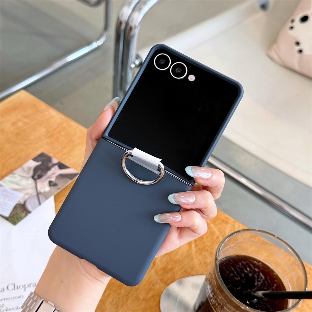 Soft Silicone with Ring Phone Case for Samsung Galaxy Z Flip 7 6 5 4 Flip5 Flip6 Flip7 FE Hinge All Inclusive Protection Cover