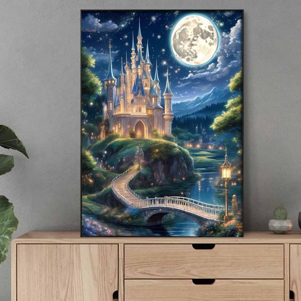 DIY Diamond Painting The Castle on The Mountain Cross Stitch Kit Mosaic Art Diamond Painting Full Circle Diamond Home Decoration
