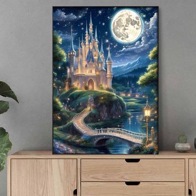 DIY Diamond Painting The Castle On The Mountain Cross Stitch Kit Mosaic Art Diamond Painting Full Circle Diamond Home Decoration