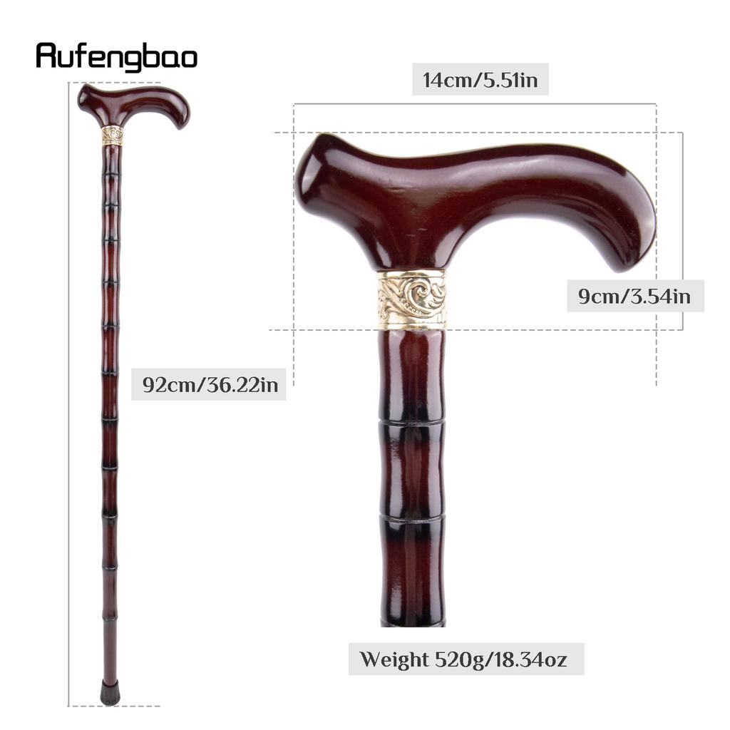 Brown Wooden Single Joint Fashion Walking Stick Decorative Cospaly Cane Halloween Mace Crutch  Wand Crosier 92cm
