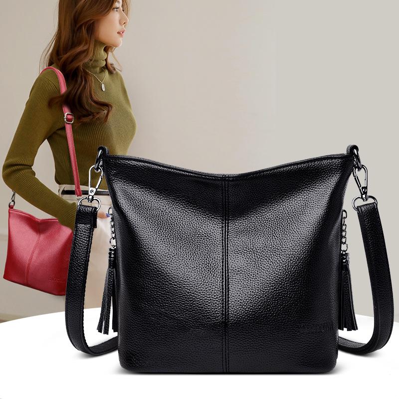 2022 European & American Retro Tassel Soft Leather Crossbody Bag - Casual, Versatile Single Shoulder Handbag for Women
